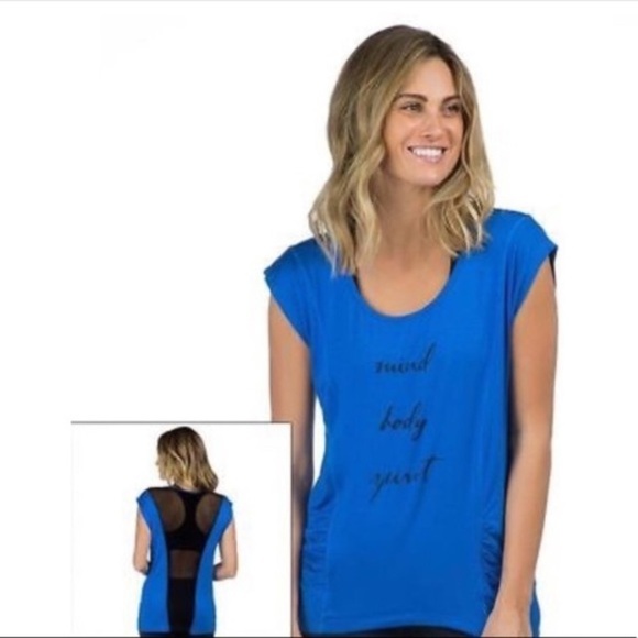 Pink Lotus Blue & Black Workout Shirt - Picture 1 of 5